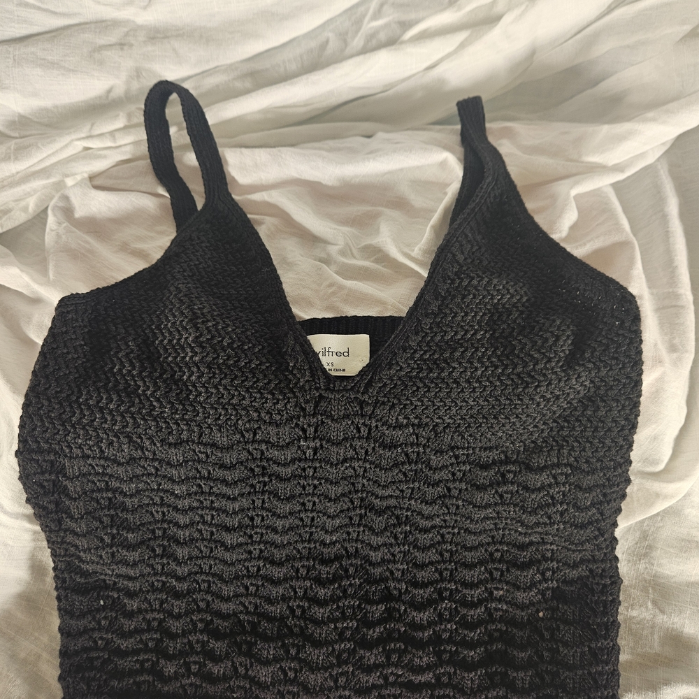 Wilfred Black Crochet Crop Tank Top